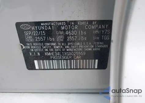 2016 Hyundai Sonata Hybrid Limited from USA, damaged, VIN KMHE34L1XGA025559